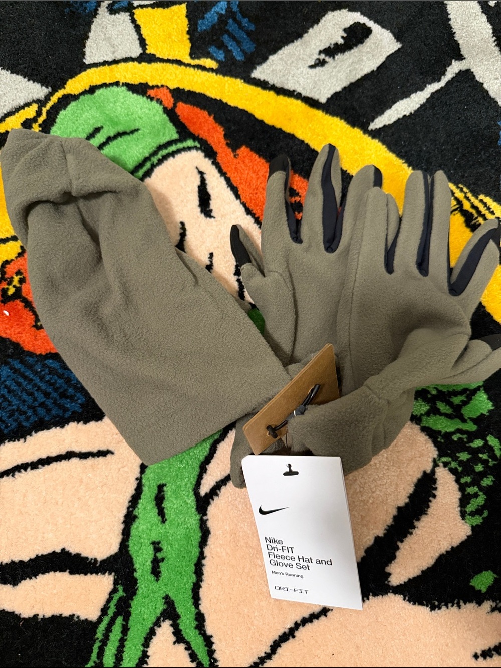 Nike Men’s Olive Green Dri-FIT Fleece Hat & Glove Set